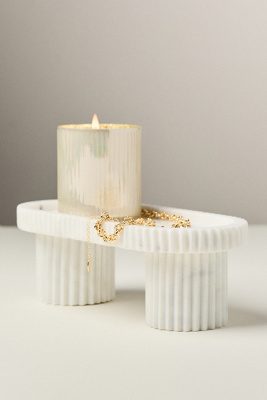 Anthropologie Ribbed Footed Marble Tray In Multi