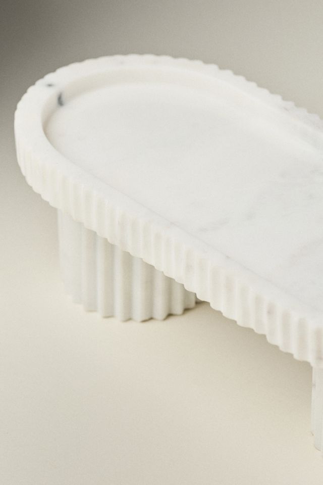 Ribbed Footed Marble Tray #1