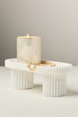 Ribbed Footed Marble Tray