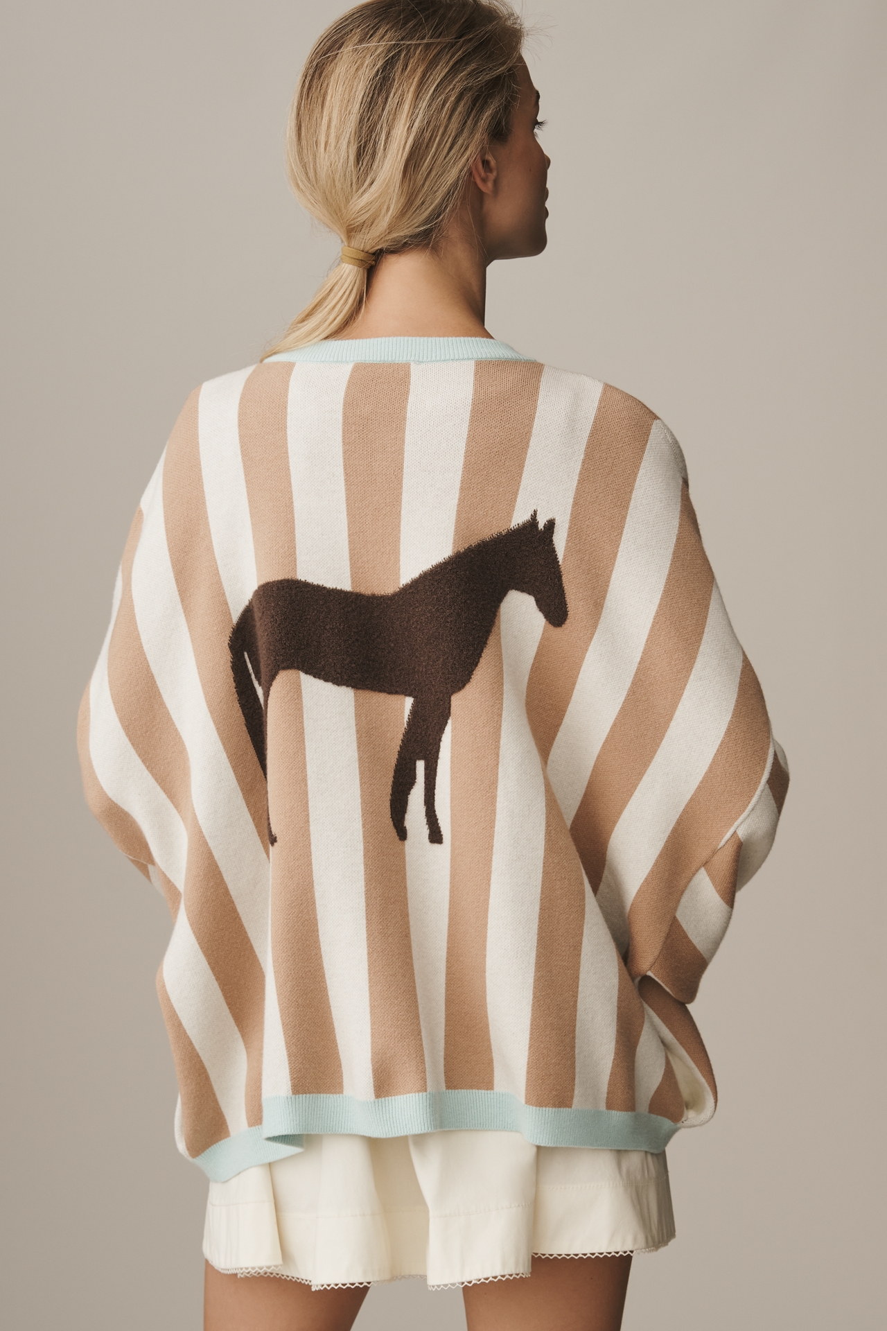 Bel Kazan Open-Front Icon Cardigan Sweater
