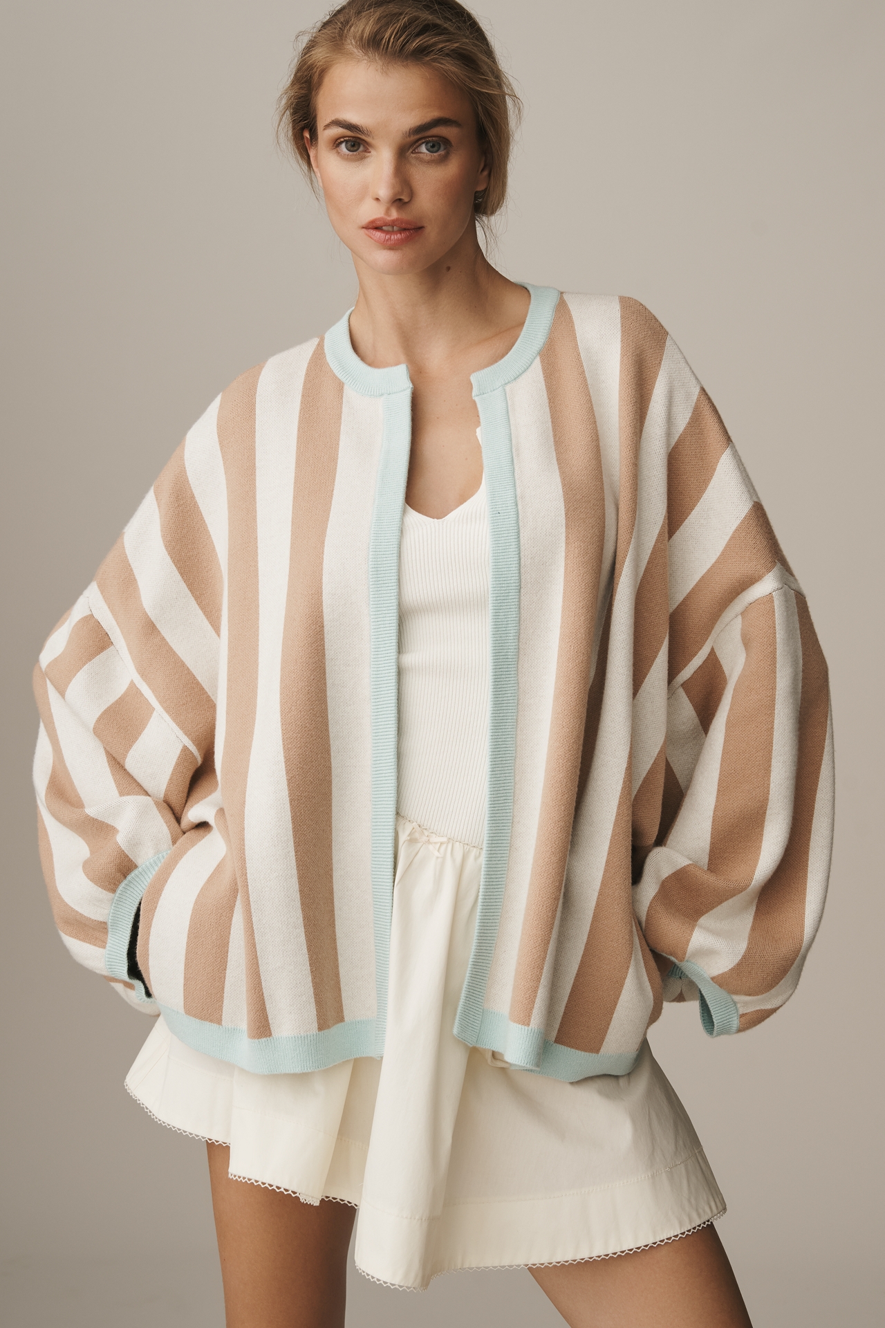 Bel Kazan Open-Front Icon Cardigan Sweater