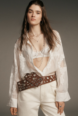 Z & L Europe Grommet Hip Belt In Brown