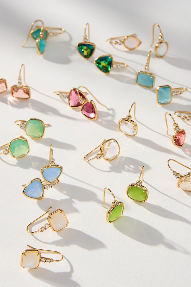 Faceted Stone Drop Earrings #1
