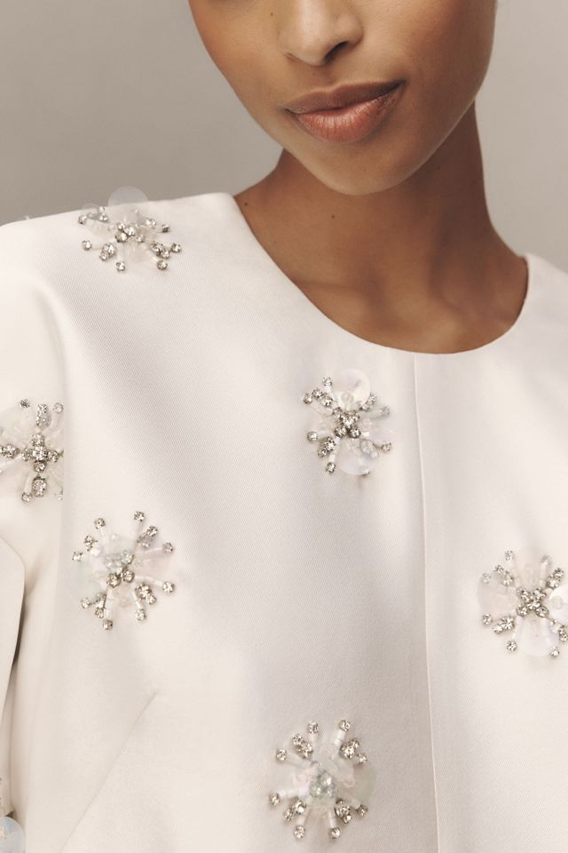 BHLDN Short-Sleeve Crew-Neck Beaded Mini Dress #3
