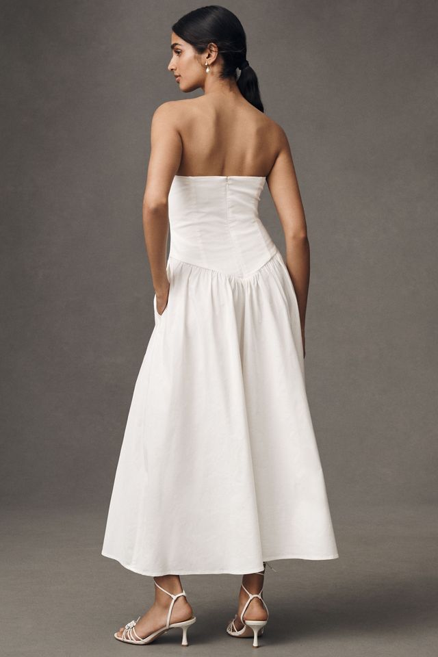 BHLDN Strapless Basque-Waist Midi Dress #1