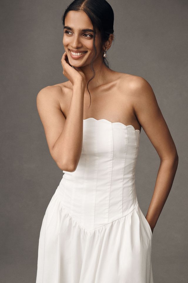 BHLDN Strapless Basque-Waist Midi Dress #2