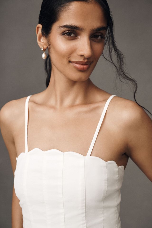 BHLDN Strapless Basque-Waist Midi Dress #3