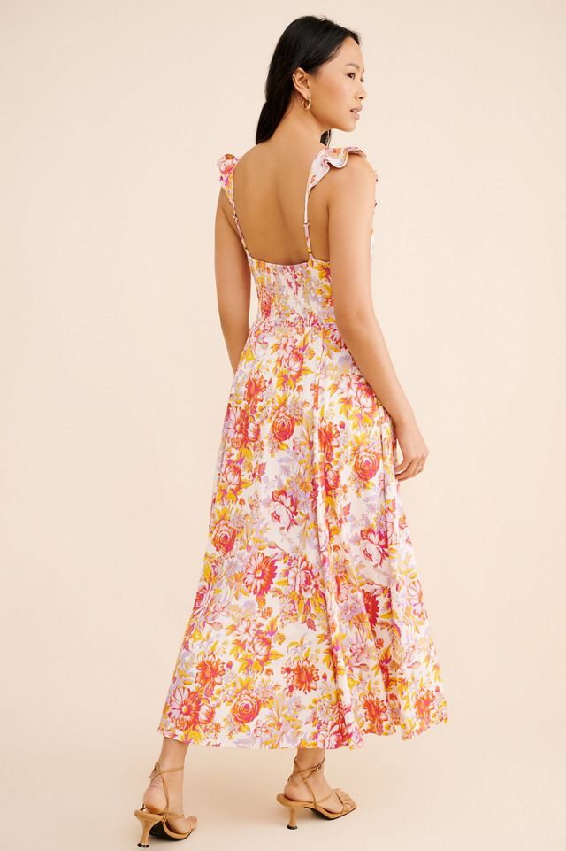 BHLDN Aubree Sleeveless Linen Floral Fit & Flare Maxi Dress #1