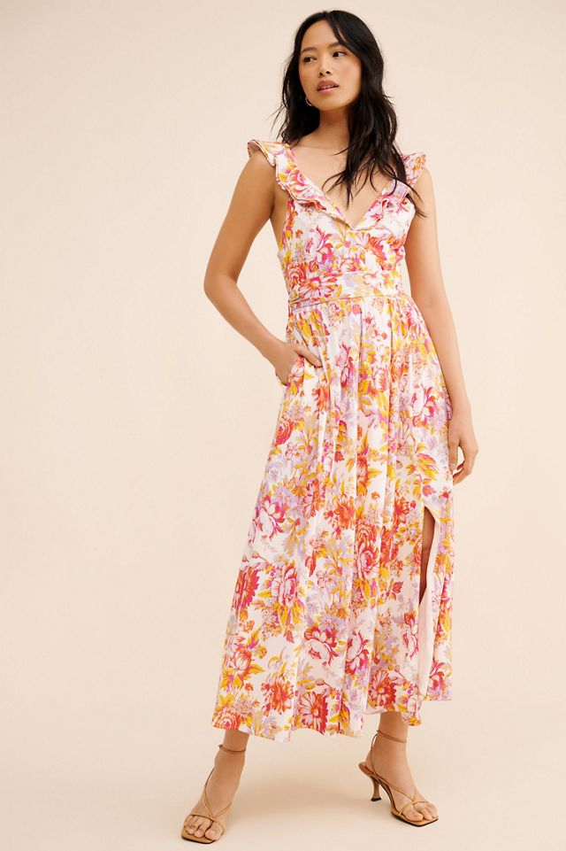 BHLDN Aubree Sleeveless Linen Floral Fit & Flare Maxi Dress #3