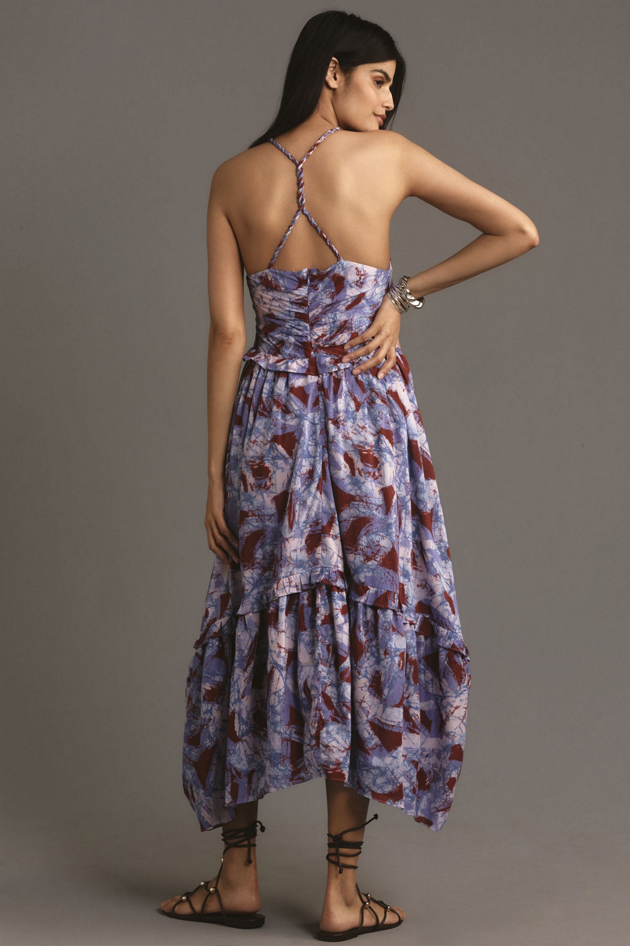 Sleeveless V-Neck A-Line Midi Dress