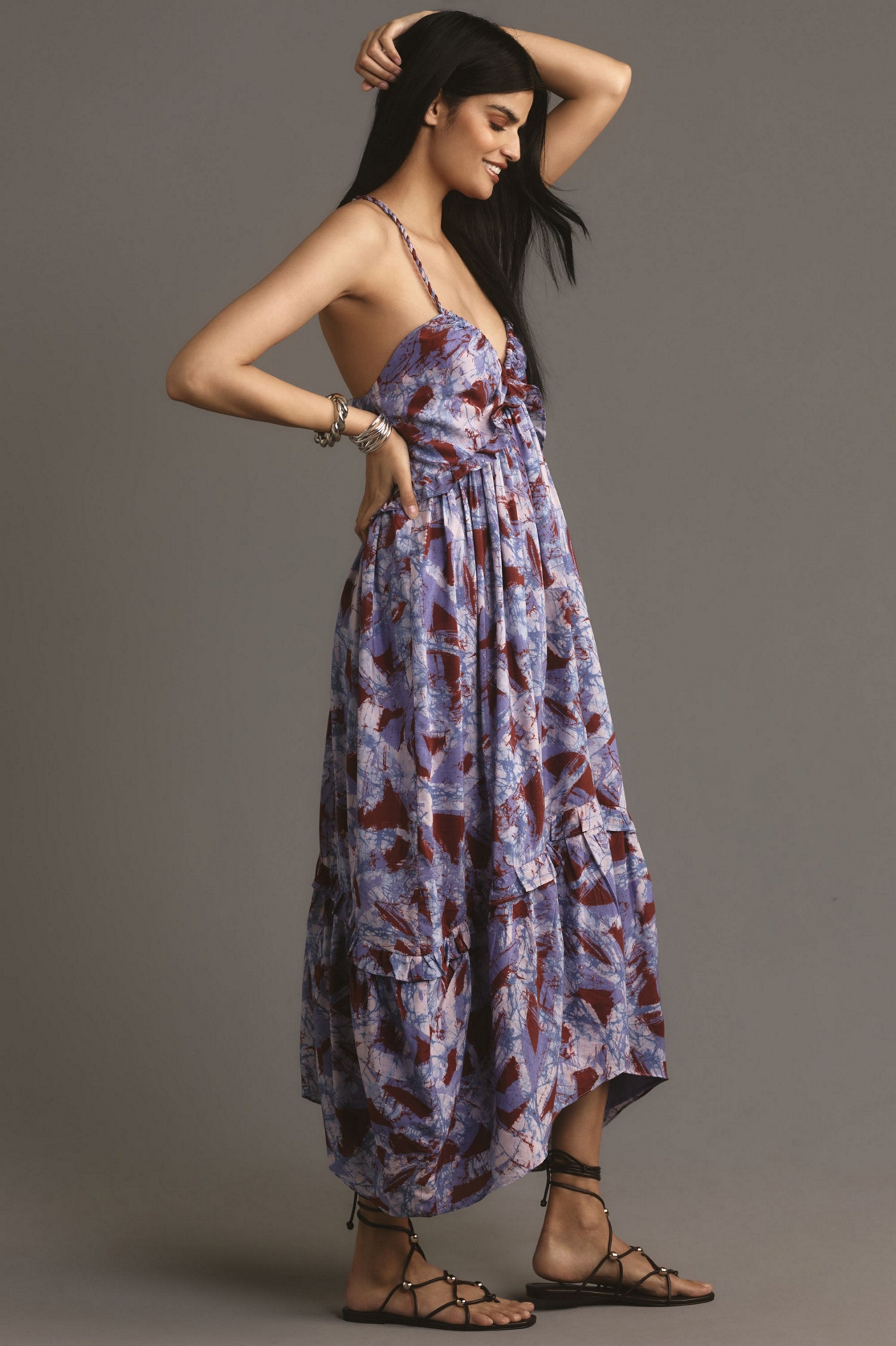 Sleeveless V-Neck A-Line Midi Dress