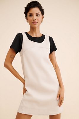 Pilcro Vegan Leather Scoop-Neck Shift Mini Dress