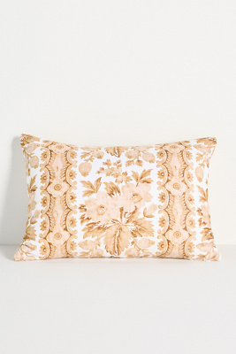 Anthropologie Maisie Velvet Floral Lumbar Pillow In Neutral