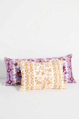 Anthropologie Maisie Velvet Floral Lumbar Pillow In Multi