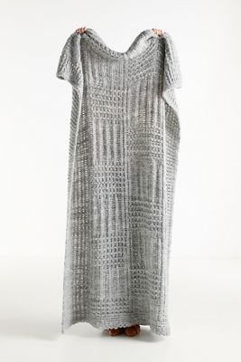 Hazel Wool Blend Knit Patchwork Throw Blanket