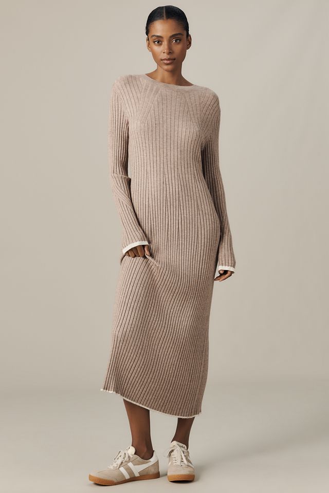 Varley Axel Long-Sleeve Rib Knit Midi Dress #1