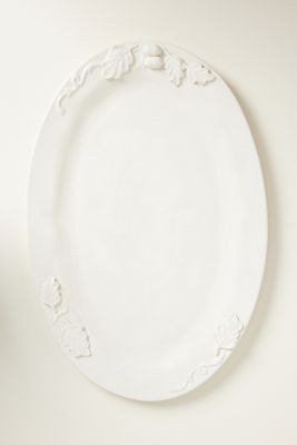 Plat à dinde en grès feuille de chêne