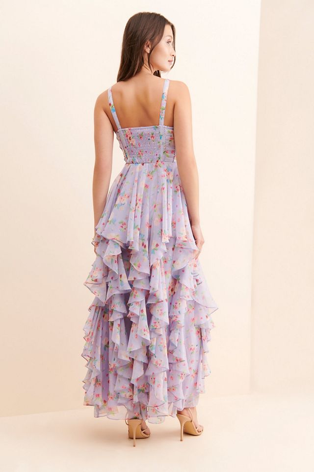 Bhanuni by Jyoti Floral Chiffon Sequined Ruffled Dress #1