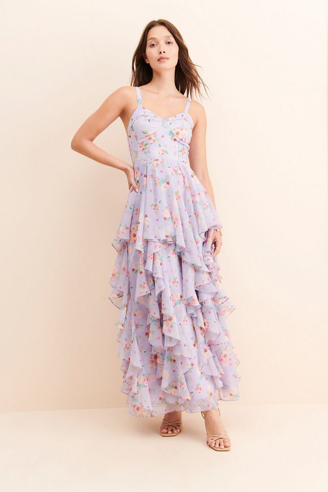 Bhanuni by Jyoti Floral Chiffon Sequined Ruffled Dress #3
