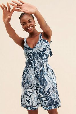 RMN Studio Pinstripe Babydoll Mini Dress