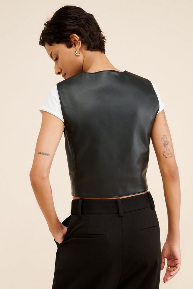 WAYF Cropped Vegan Leather Vest #1
