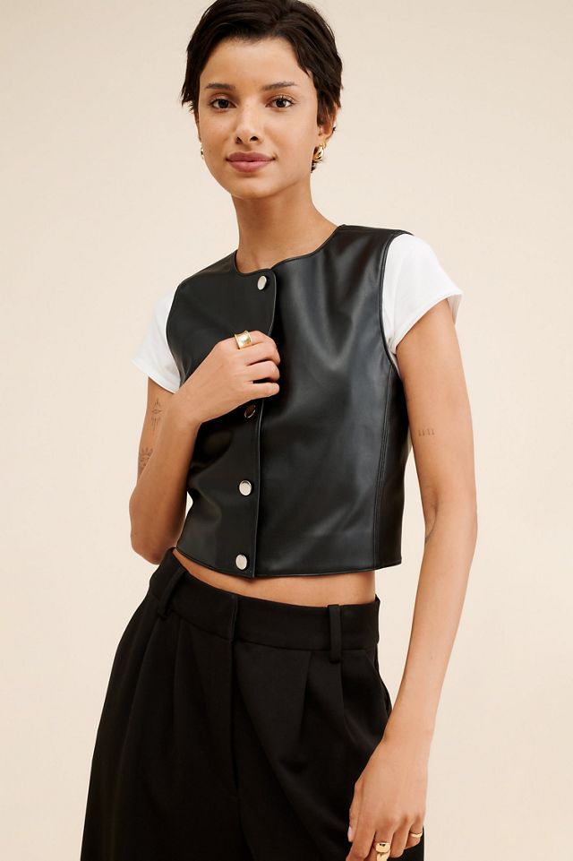 WAYF Cropped Vegan Leather Vest #2