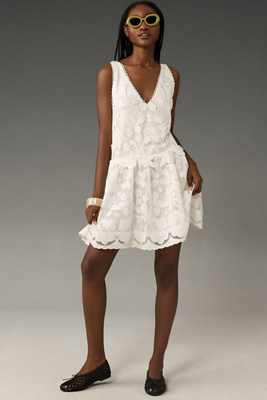 by anthropologie sleeveless poplin lace mini dress By Anthropologie Sleeveless Poplin Lace Mini Dress
