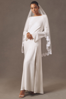 Shop Paris By Debra Moreland Persephone Lace-trim Fingertip Veil