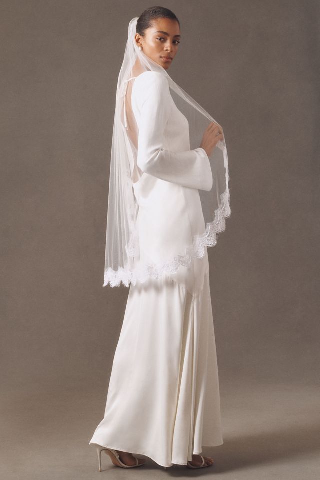 Paris by Debra Moreland Persephone Lace-Trim Fingertip Veil #1