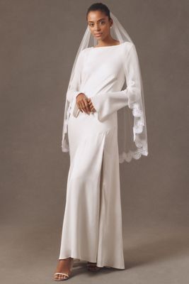 Paris by Debra Moreland Persephone Lace-Trim Fingertip Veil