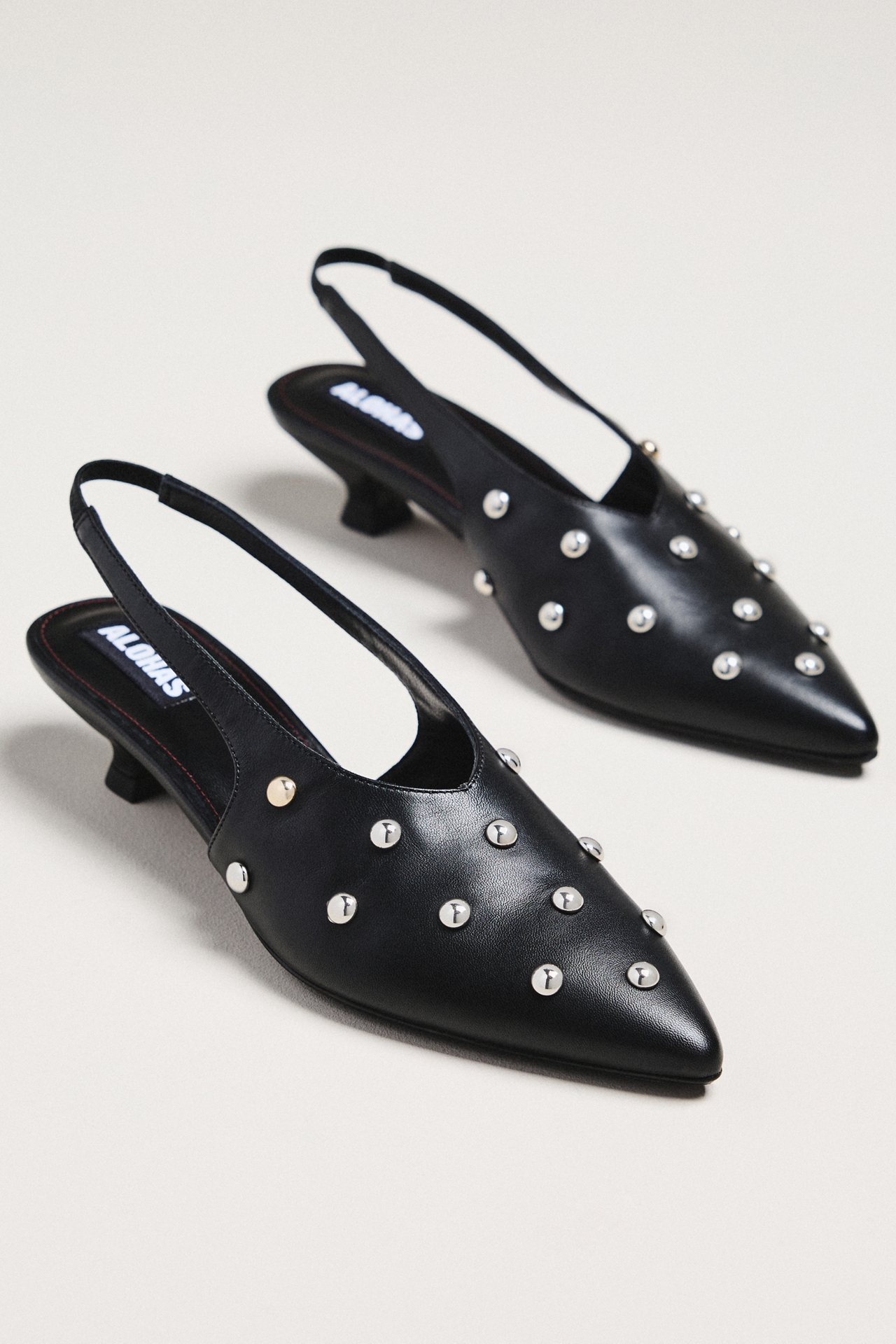 ALOHAS Eros Studded Slingback Kitten Heels