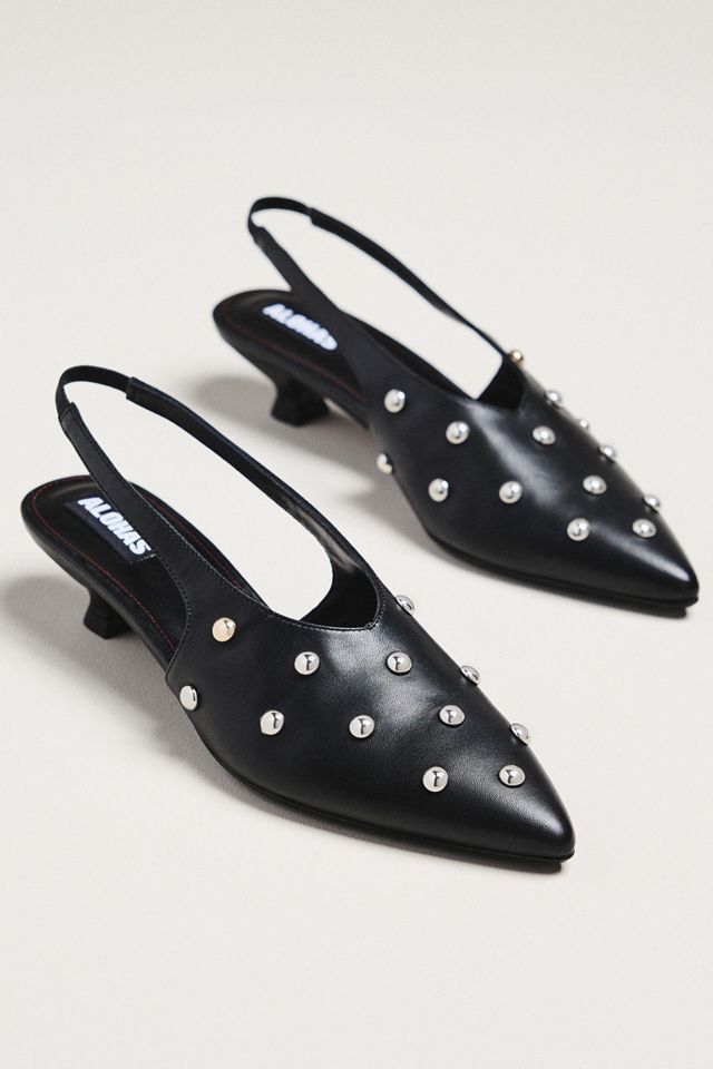 ALOHAS Eros Studded Slingback Kitten Heels #1