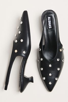 ALOHAS Eros Studded Slingback Kitten Heels