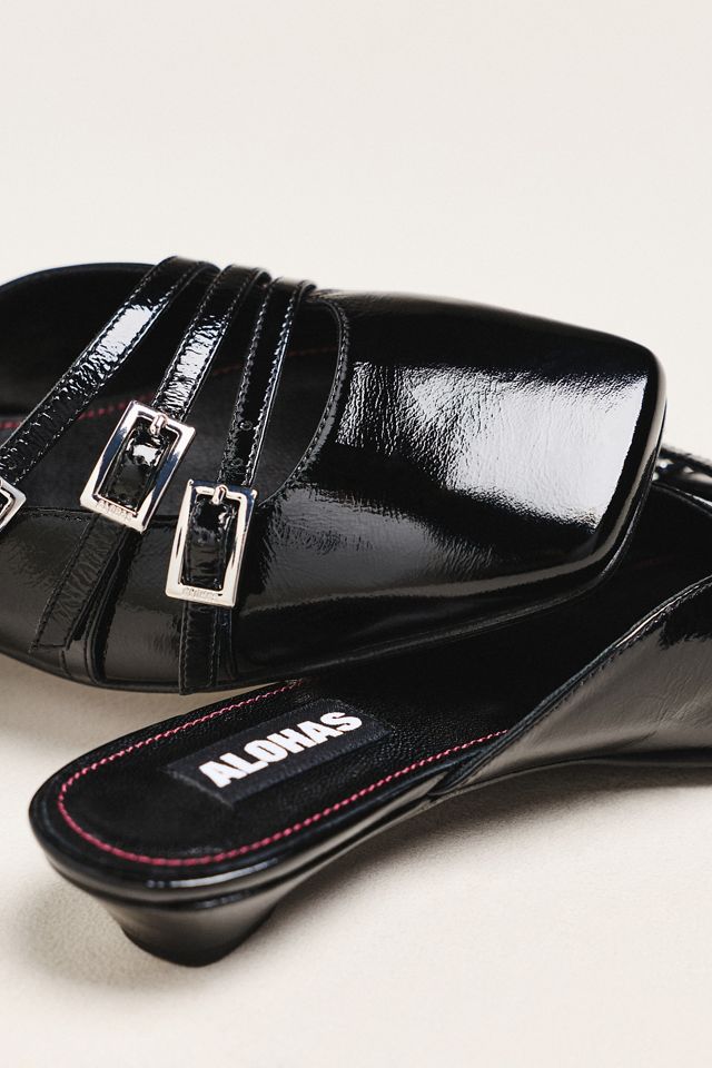 ALOHAS Penelope Onix Black Leather Kitten-Heel Mules #2