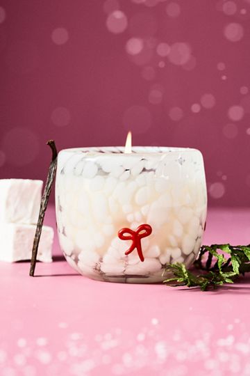 Santa Hat Pressed Bead Gourmand Caramel Spice Wonderland Glass Candle
