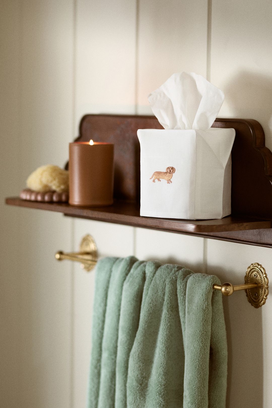 Hand-Embroidered Icon Tissue Box Cover - Dachshund, One Size