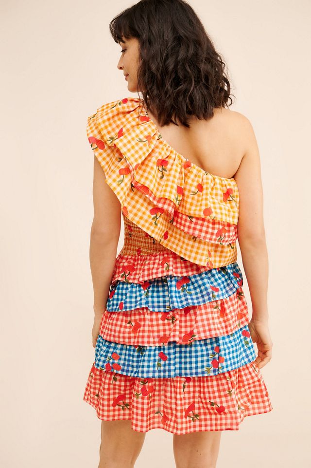 FARM Rio One Shoulder Cherry Mini Dress