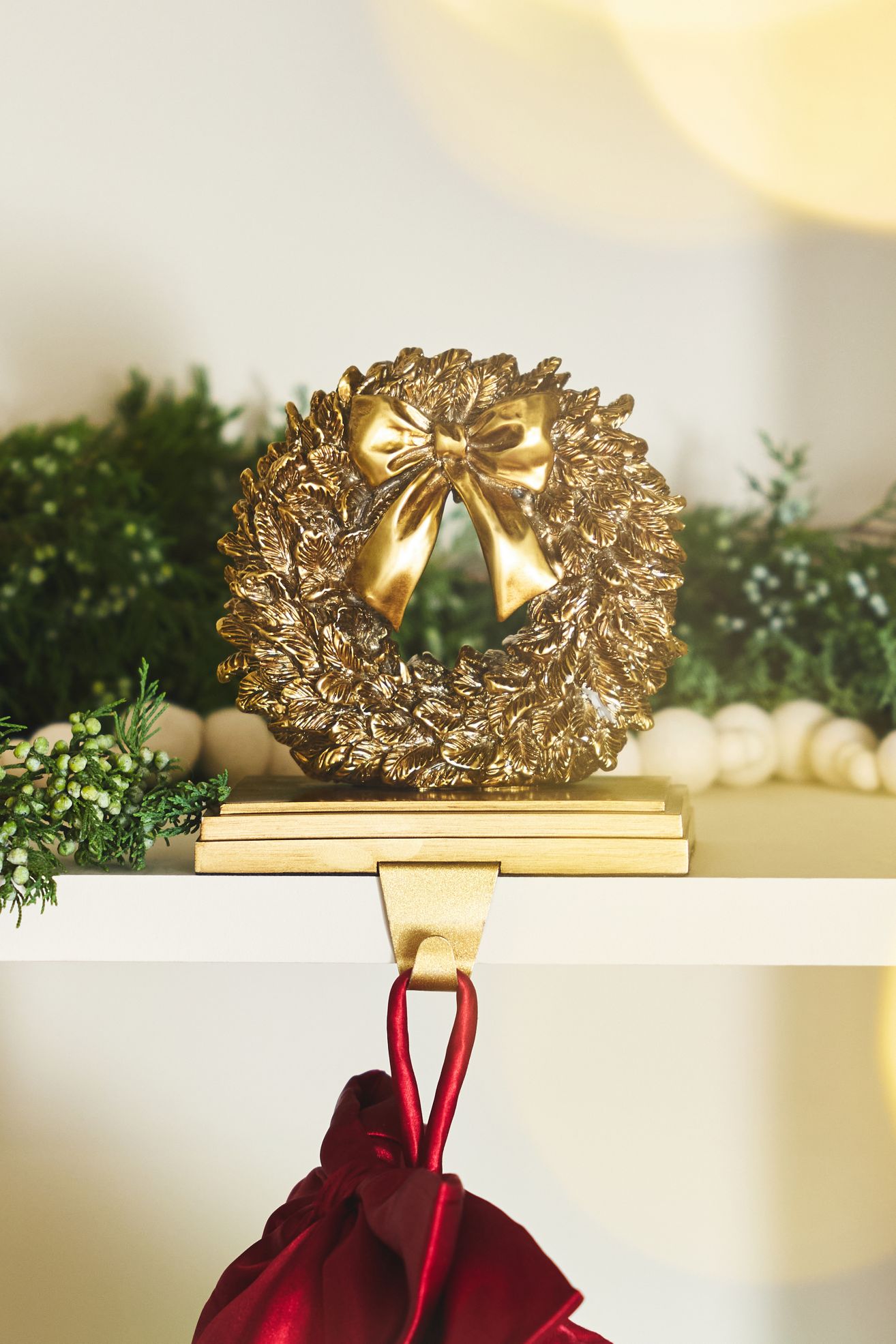 Wreath Stocking Holder - Gold, Standard, One Size
