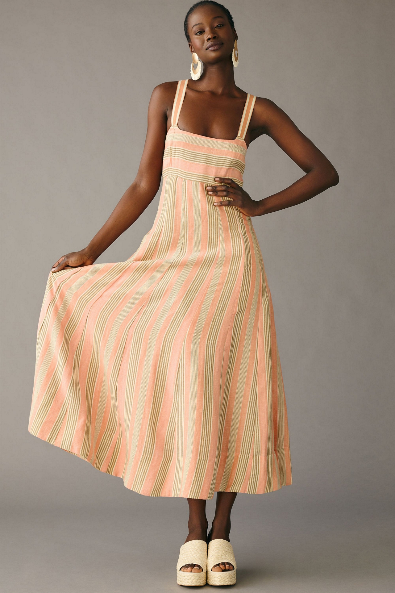 Maeve Square-Neck Tie-Back A-Line Dress