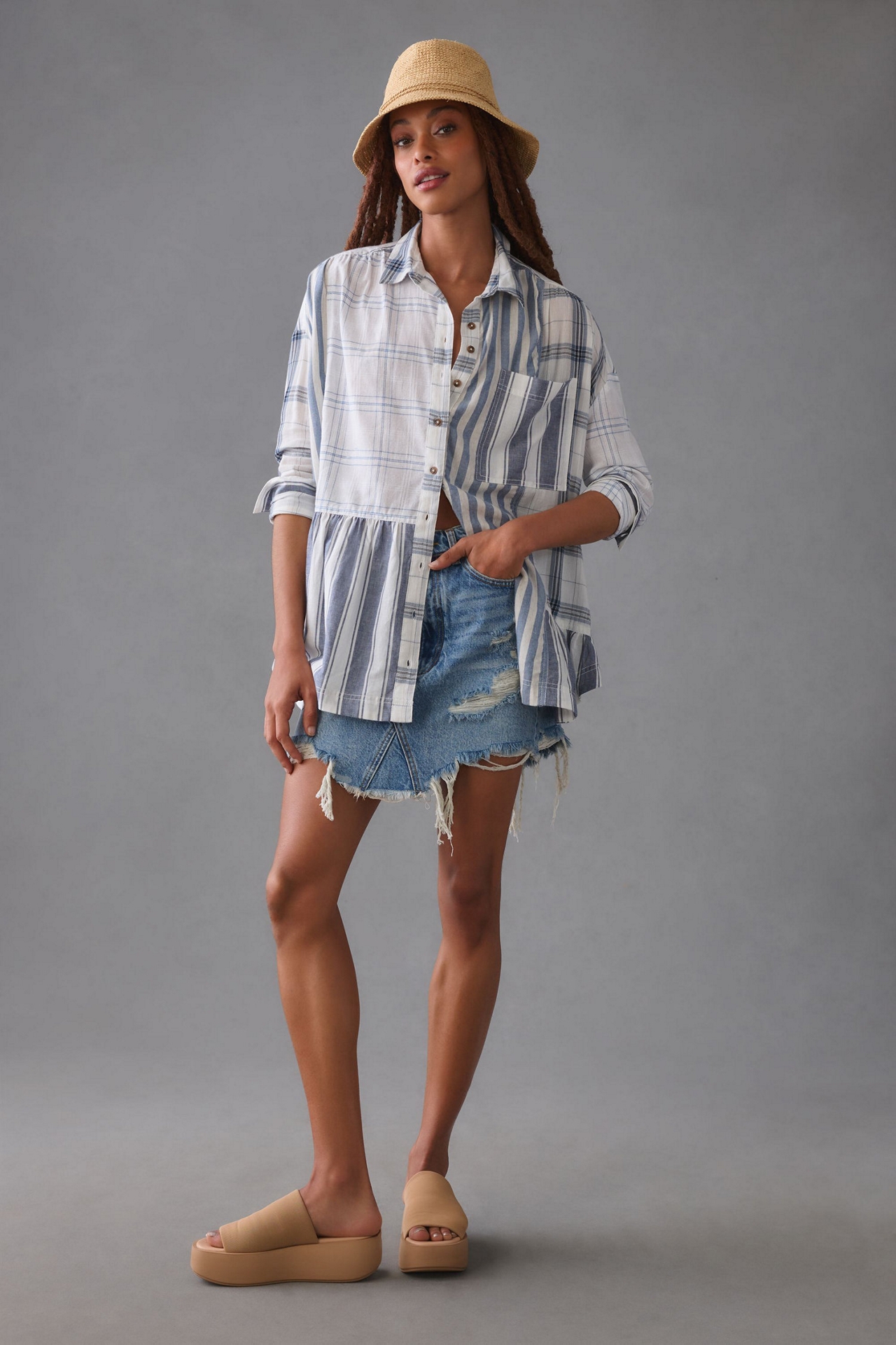 Pilcro Buttondown Flounce Shirt