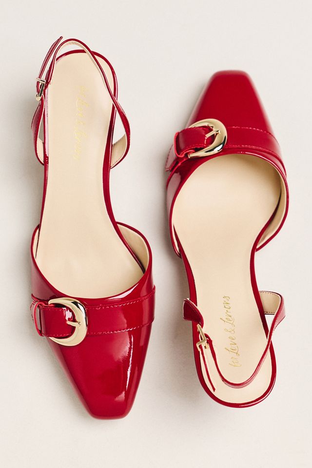 For Love & Lemons Marion Buckle Slingback Heels #1