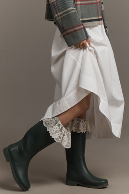 For Love & Lemons Brigitta Lace-trim Rain Boots In Green