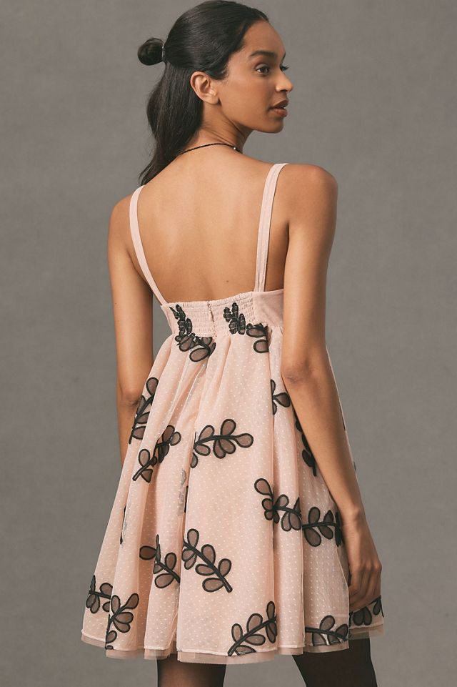 Square-Neck Tulle Babydoll Mini Dress #2