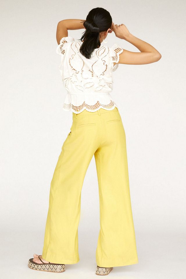 Linen Mid-Rise Wide Leg Pants #1