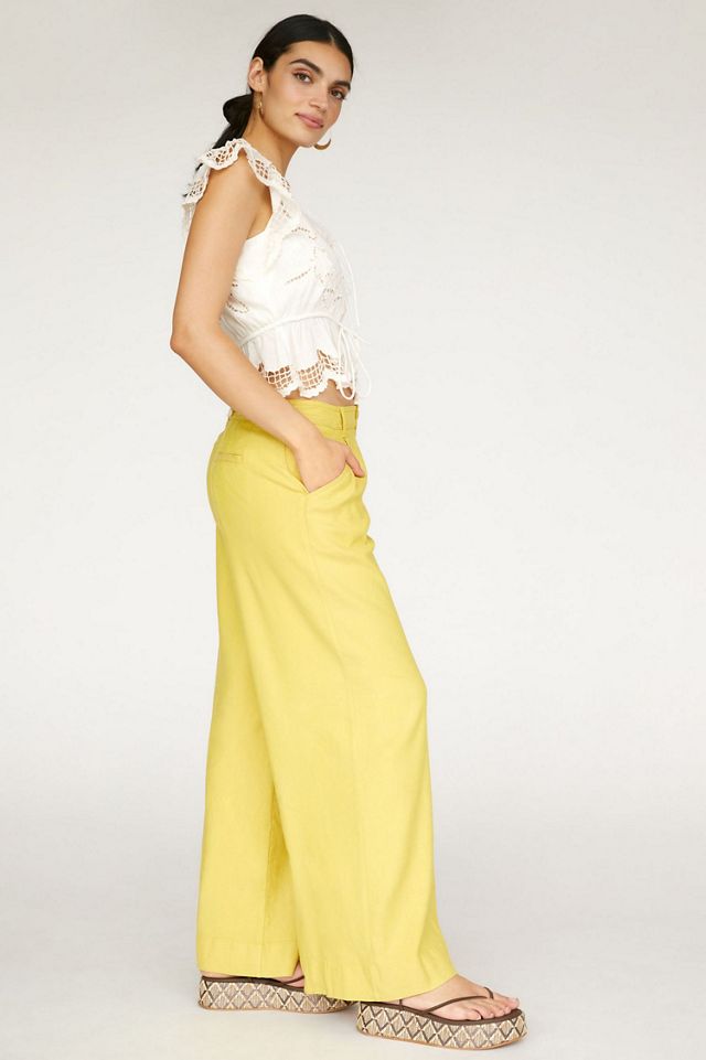 Linen Mid-Rise Wide Leg Pants #3