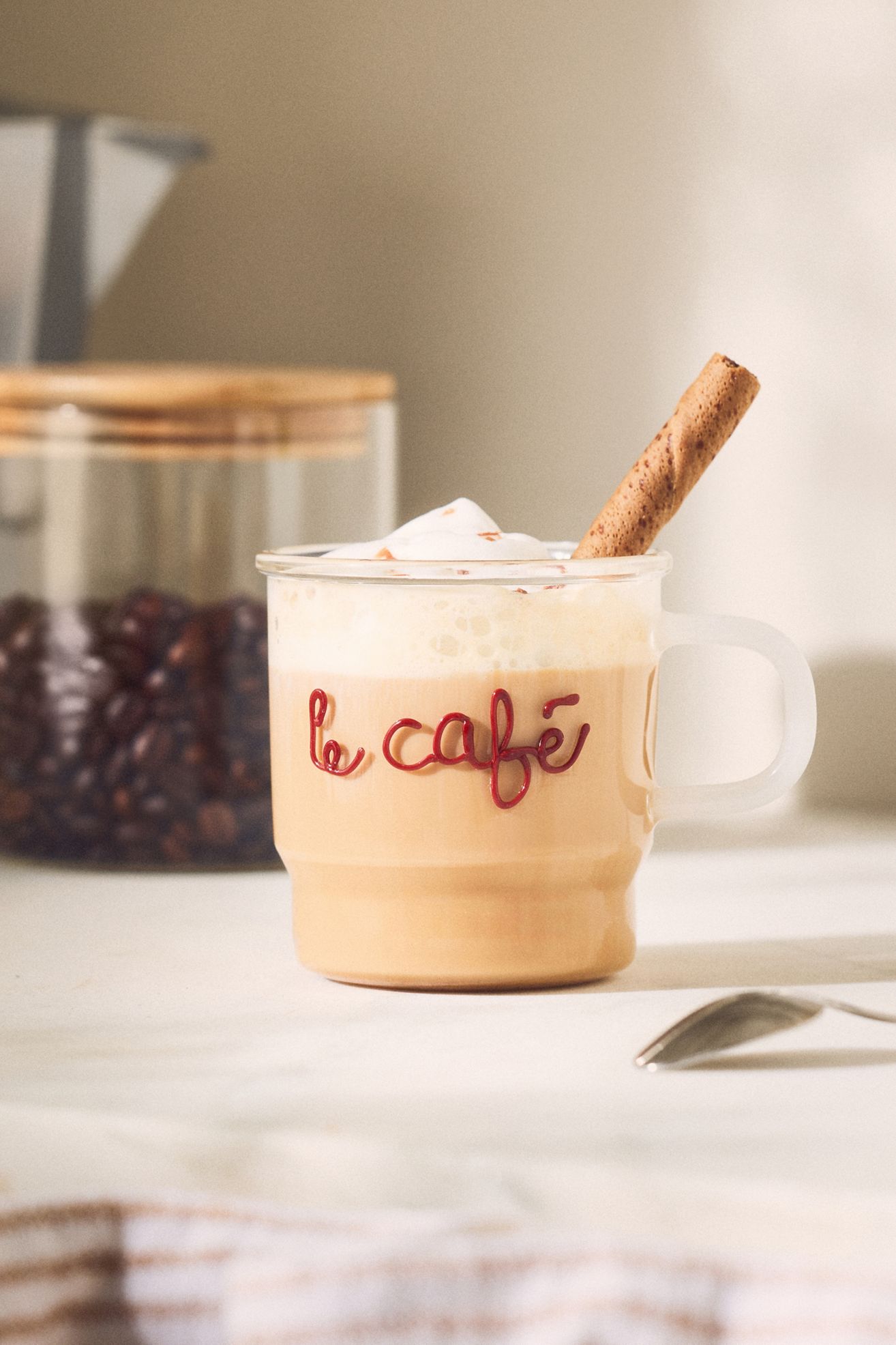 Love Notes Glass Mug - Le Cafe, One Size