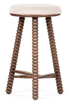 Anthropologie Twist Linen Counter Stool In Brown