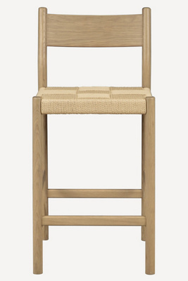 Anthropologie Asher Woven Cord Oak Wood Counter Stool