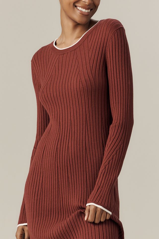 Varley Xander Long-Sleeve Rib Knit Midi Dress #1