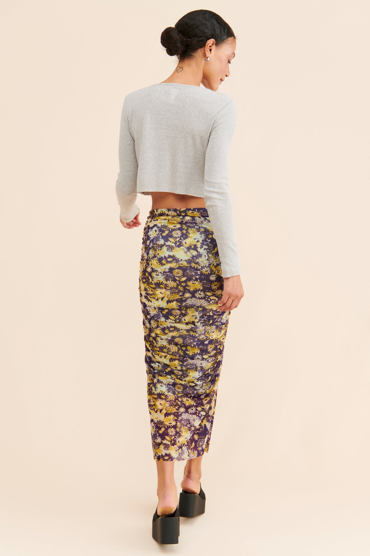 Ruched Mesh Skirt